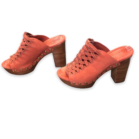 MICHAEL Michael Kors Westley Mule Suede Cinnamon Platform Stacked Heels  9 M - Picture 4 of 16